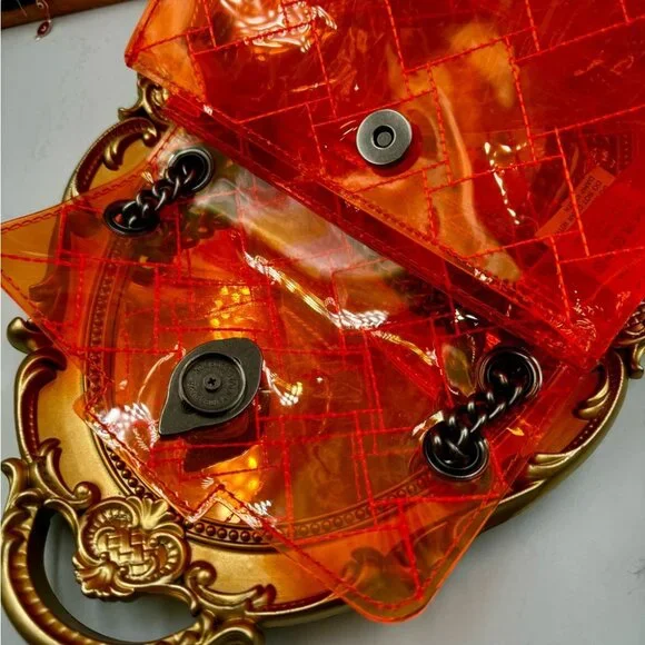 🆕 KURT GEIGER LONDON 🧿 NWOT Mini Kensington Crossbody Bag, Transparent Orange - Picture 9 of 15